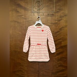 Tommy Bahama Embroidered Sweatshirt Dress Girls S 5/6 Pink Stripes Fleece Lined